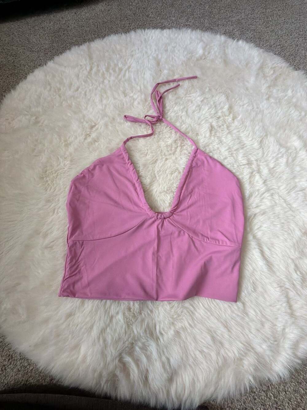 Better Be Pink Sleek Plunge Halter Crop Top Size S
